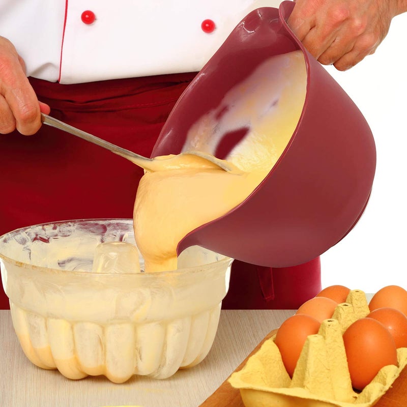 Glad Mixing Bowl with Handle â€“ 3 Quart | Heavy Duty Plastic with Pour Spout and Non-Slip Base | Dishwasher Safe Kitchen Supplies for Cooking and Baking, Red - Image 3